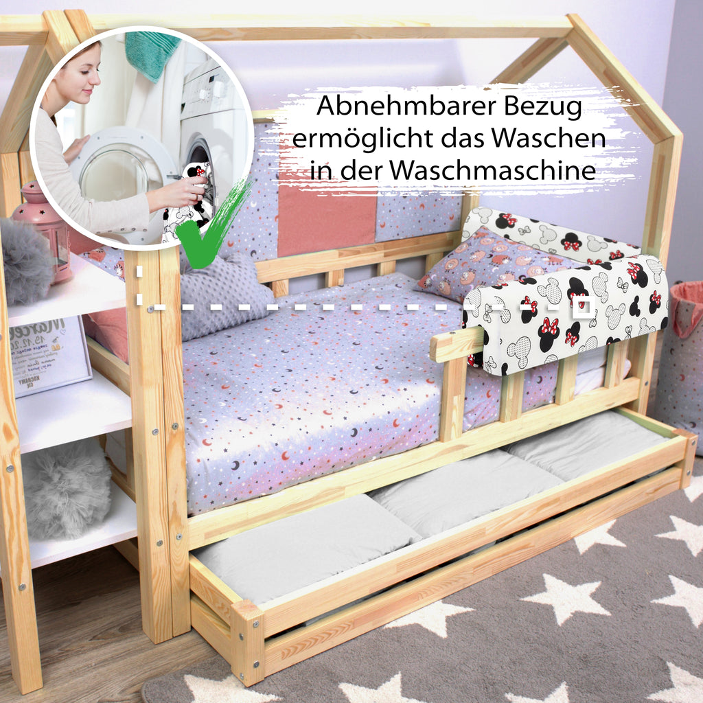 Bettkantenschutz für Kinderbetten 90 cm - Schutz für Bettrahmen Kantenschutz Kinder Babybett Baumwolle Maus - Totsy Baby