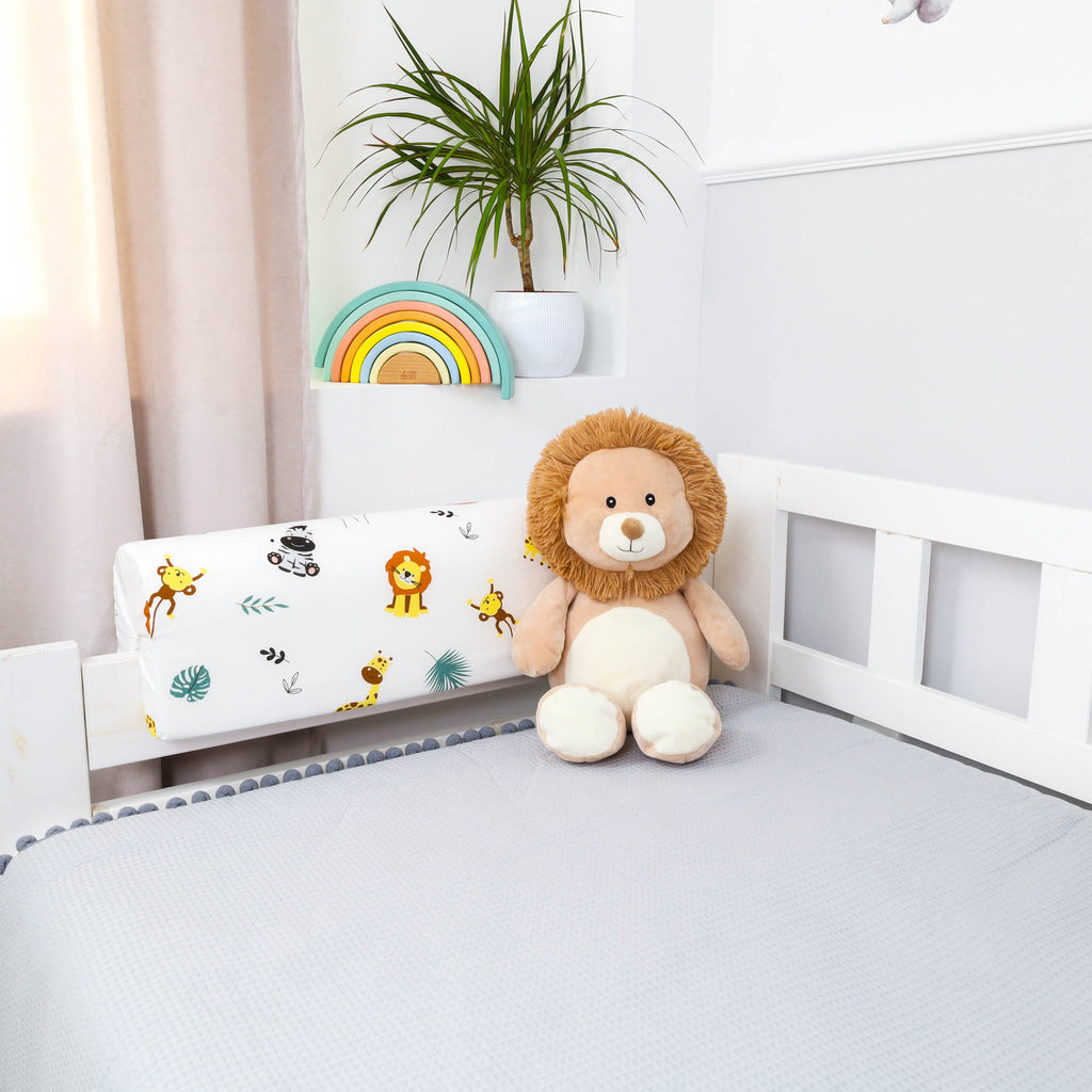Bettkantenschutz für Kinderbetten 70 cm - Schutz für Bettrahmen Kantenschutz Kinder Babybett Baumwolle Safari - Totsy Baby