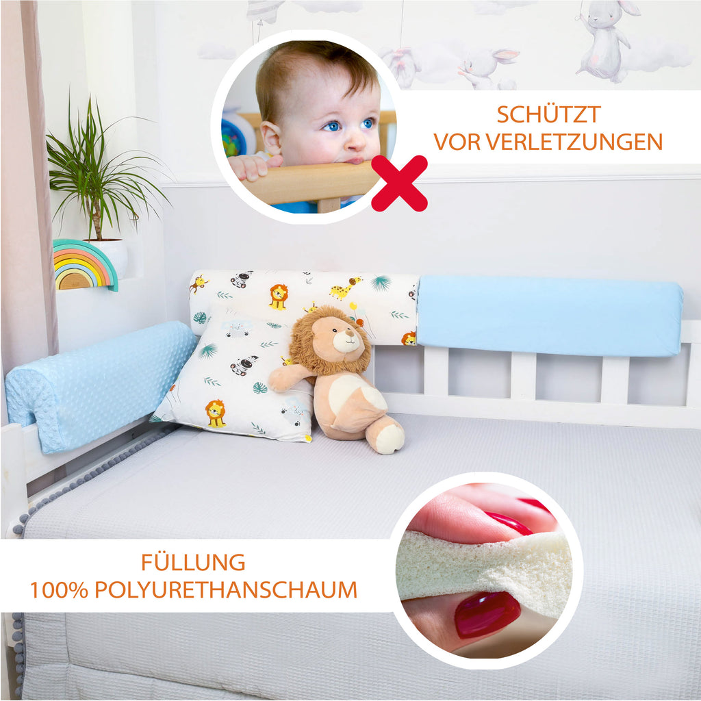 Bettkantenschutz für Kinderbetten 70 cm - Schutz für Bettrahmen Kantenschutz Kinder Babybett Baumwolle Safari - Totsy Baby
