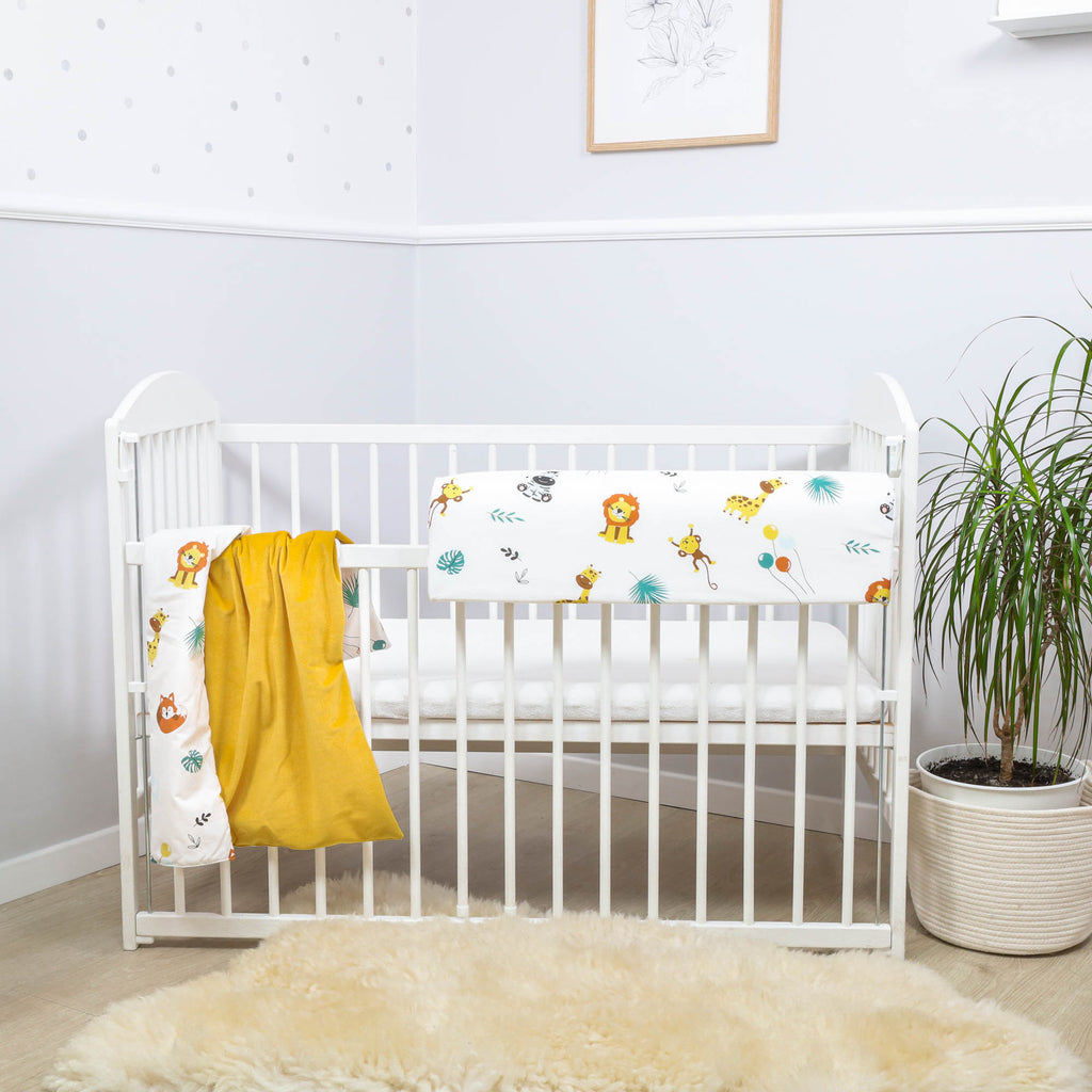 Bettkantenschutz für Kinderbetten 90 cm - Schutz für Bettrahmen Kantenschutz Kinder Babybett Baumwolle Safari - Totsy Baby