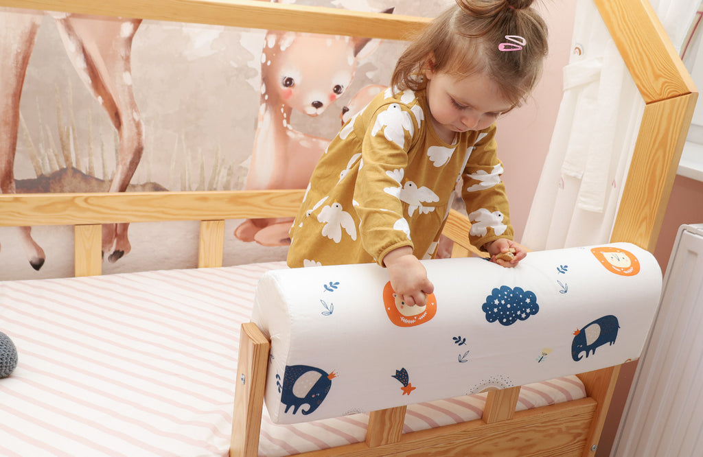 Bettkantenschutz für Kinderbetten 70 cm - Schutz für Bettrahmen Kantenschutz Kinder Babybett Baumwolle Regenbogen - Totsy Baby