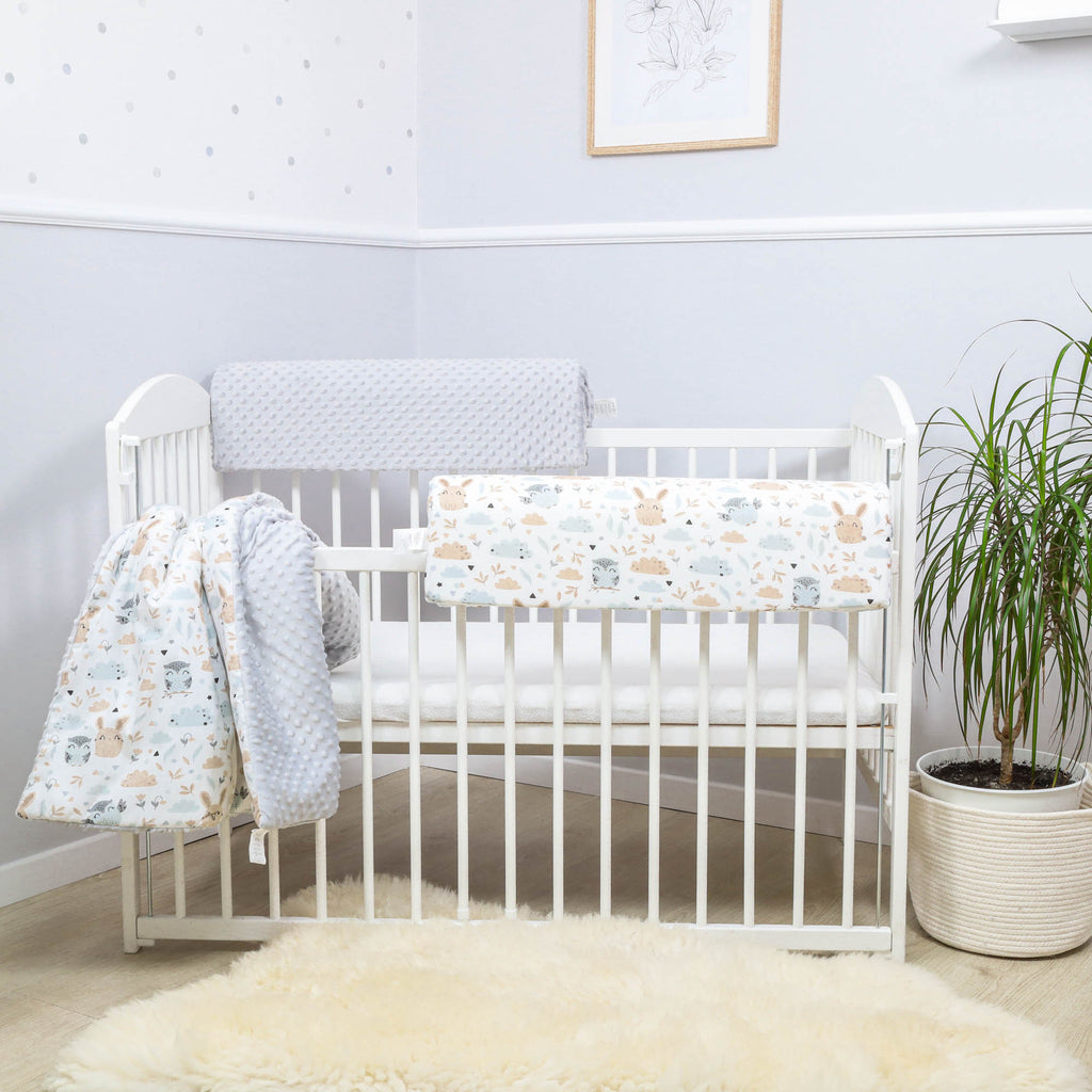 Bettkantenschutz für Kinderbetten 70 cm - Schutz für Bettrahmen Kantenschutz Kinder Babybett Baumwolle Eulen - Totsy Baby