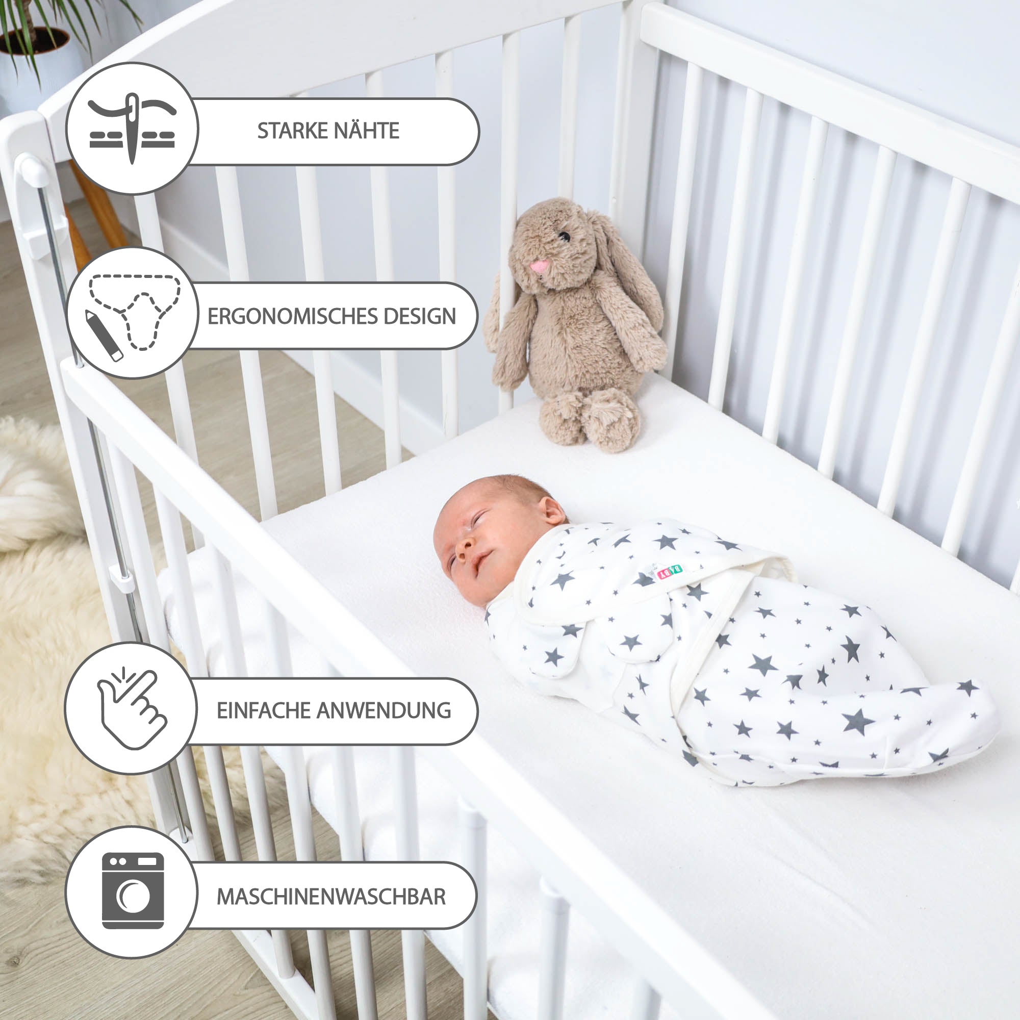 Pucksack Baby 0-3 Monate SET - Pucktuch Swaddle Blanket Puckdecke Stra –  Totsy Baby