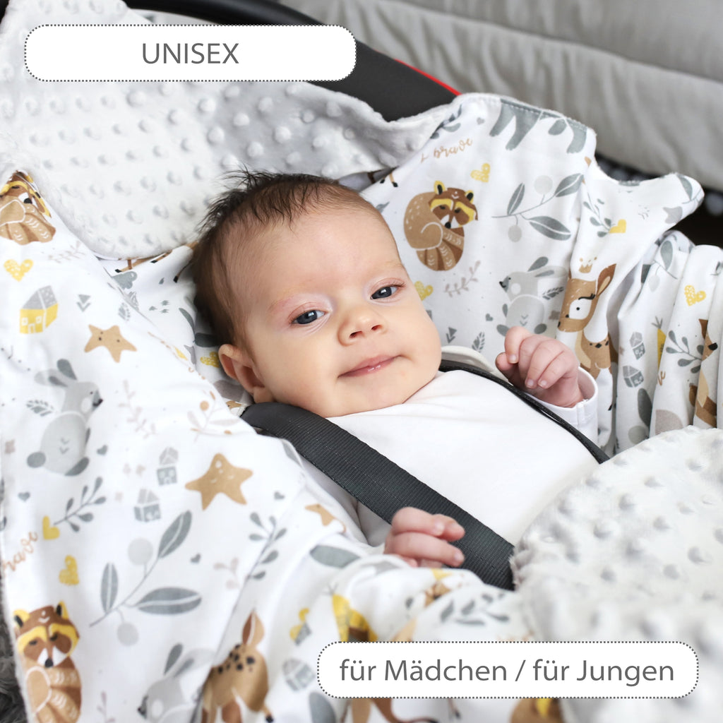 Einschlagdecke Babyschale Decke Kinderwagen 90x90cm - universal baby Babydecke für Buggy Autositz Hirsch - Totsy Baby