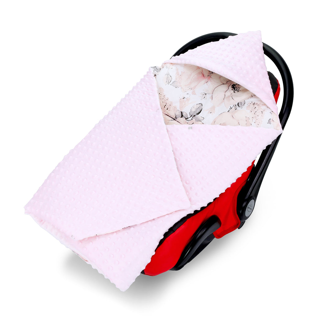 Einschlagdecke Babyschale Decke Kinderwagen 90x90cm - universal baby Babydecke für Buggy Autositz Minky Baumwolle Rosa - Totsy Baby