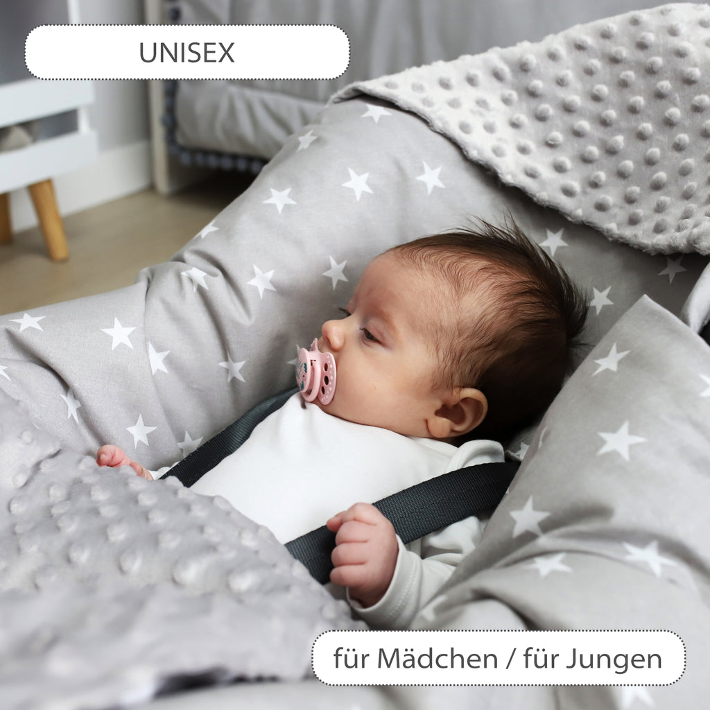 Einschlagdecke Babyschale Decke Kinderwagen 90x90cm - universal baby Babydecke für Buggy Autositz Minky Baumwolle Grau - Totsy Baby