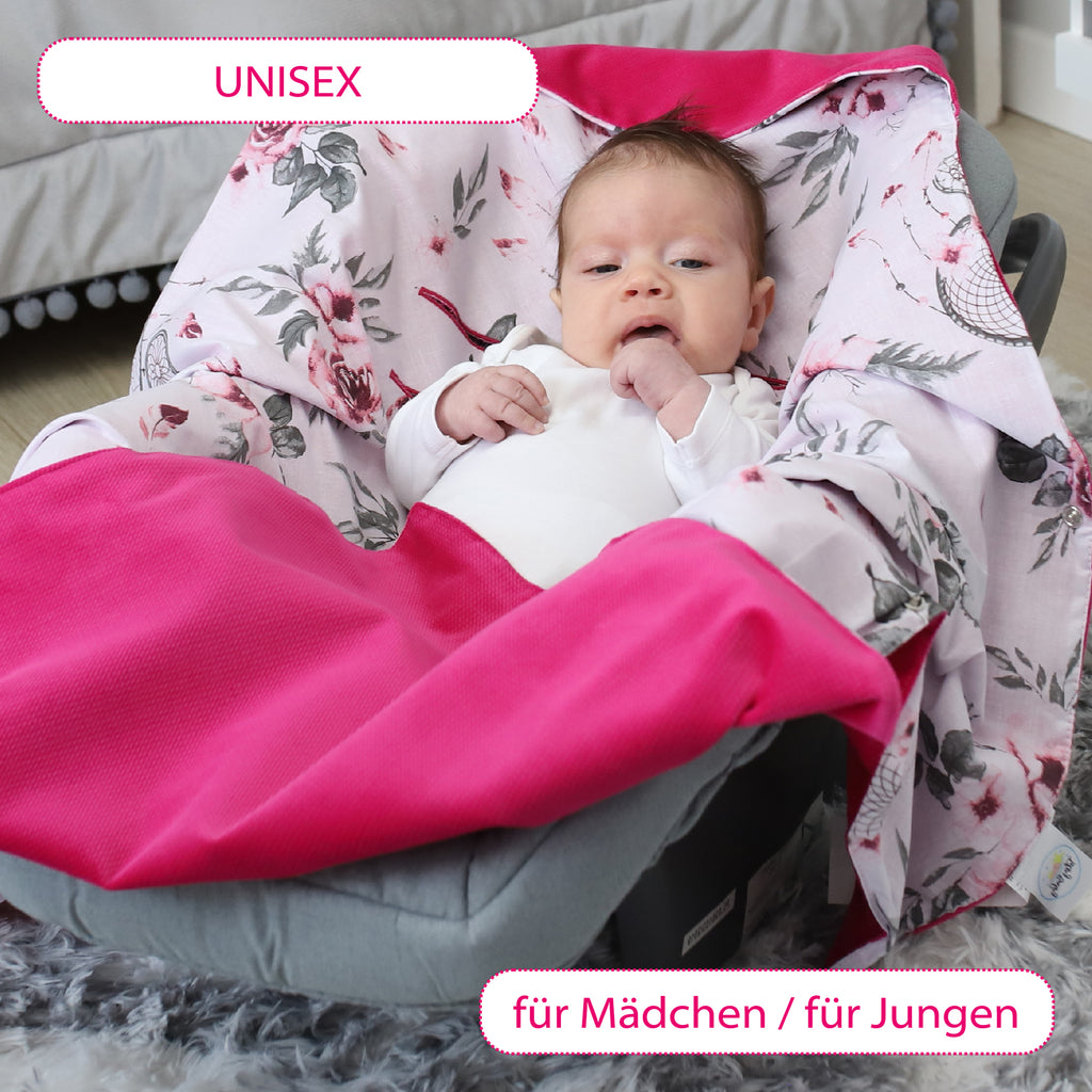 Einschlagdecke Babyschale - 90 cm x 90 cm Velvet - universal Frühling Sommer Baby Babydecke für Buggy Autositz Baumwolle - Totsy Baby