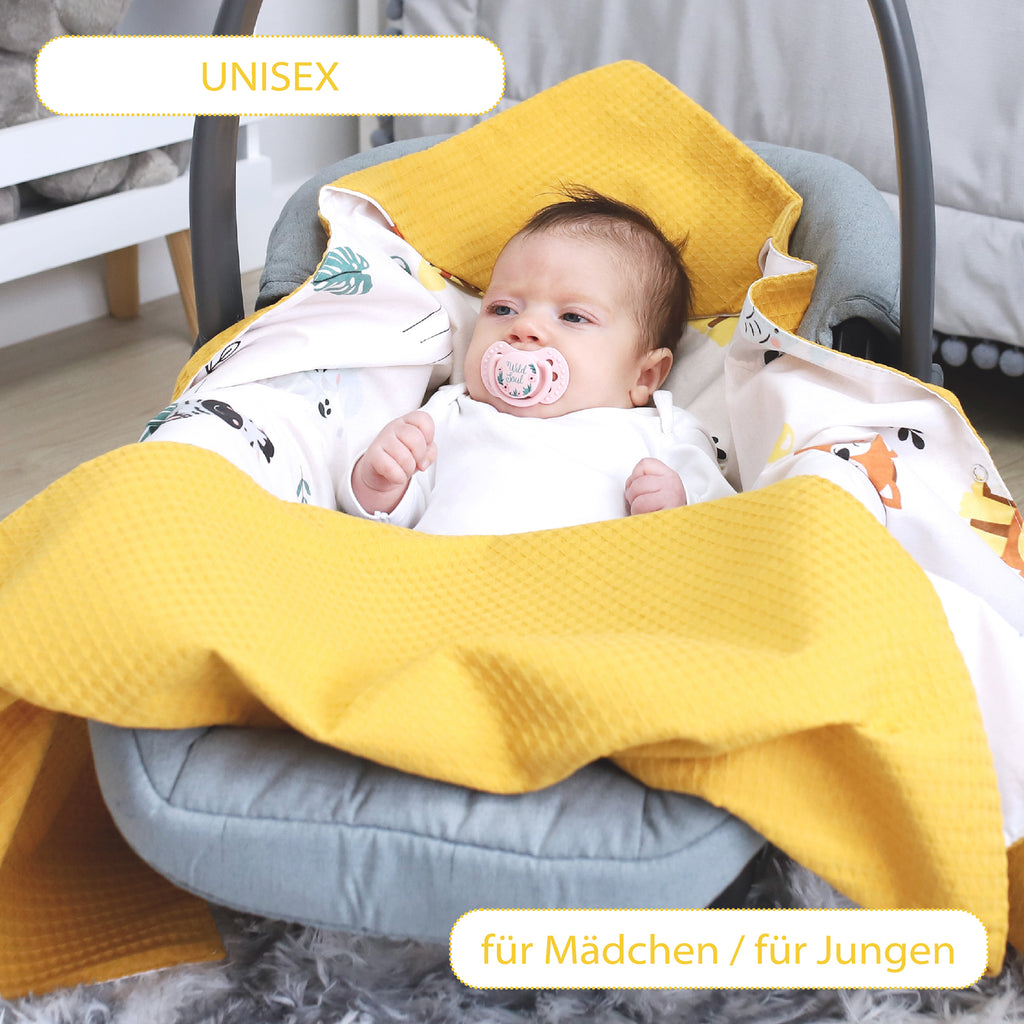 Baby Einschlagdecke Babyschale Sommer - Decke Kinderwagen 90x90cm universal Babydecke für Buggy Autositz Braun - Totsy Baby