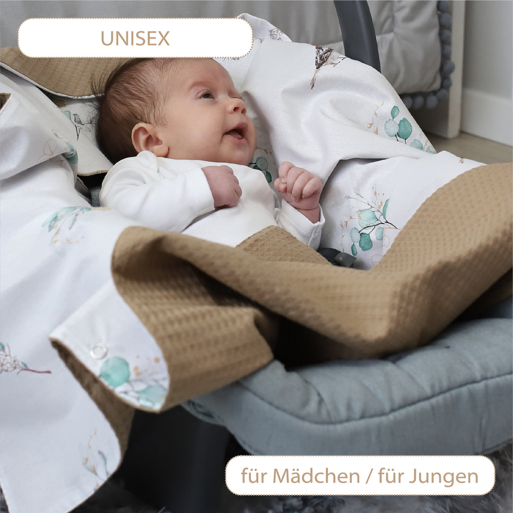 Baby Einschlagdecke Babyschale Sommer - Decke Kinderwagen 90x90cm universal Babydecke für Buggy Autositz Braun - Totsy Baby