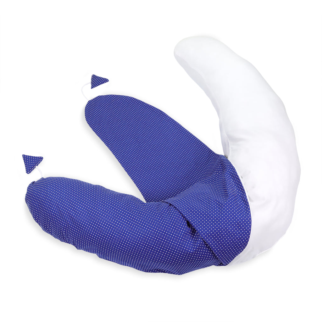 Stillkissen Schwangerschaftskissen zum Schlafen Seitenschläferkissen 165 x 70 cm Kissen - Lagerungskissen für Baby XXL Pregnancy Pillow Dunkelblau mit Weißen Tupfen - Totsy Baby