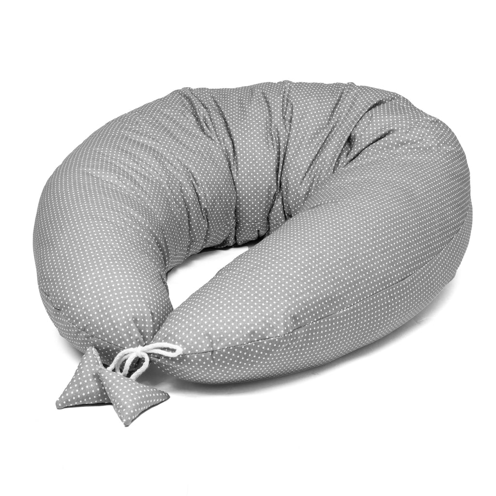 Stillkissen Schwangerschaftskissen zum Schlafen Seitenschläferkissen 165 x 70 cm Kissen - Lagerungskissen für Baby XXL Pregnancy Pillow Grau mit Weißen, Kleinen Tupfen - Totsy Baby